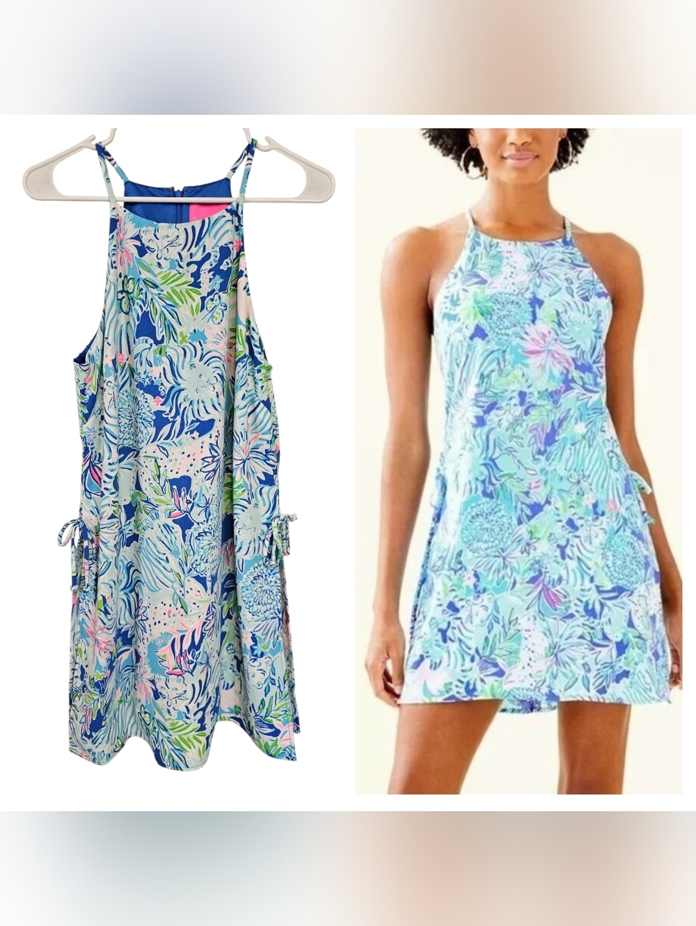 Lilly Pulitzer Pearl Romper Coastle Blue Lion Around Print Romper Dress Halter
